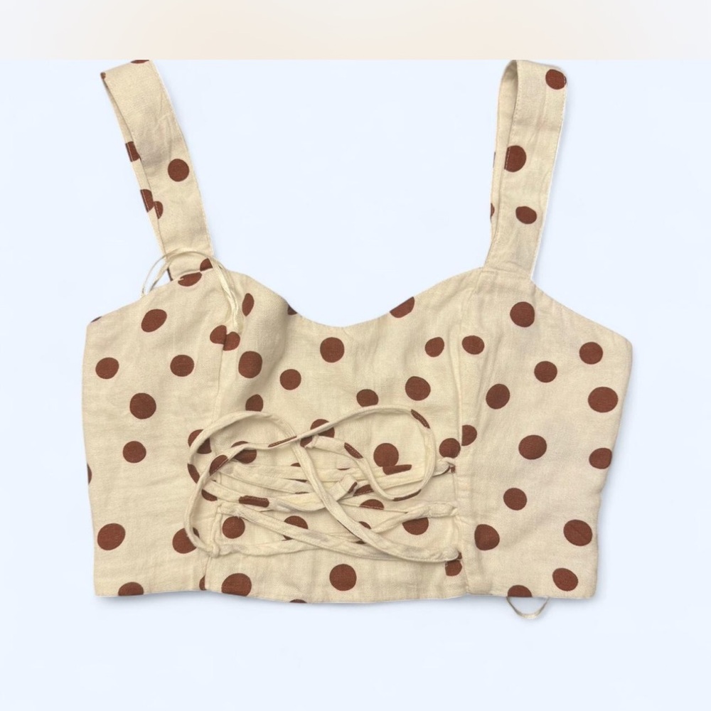 Abercrombie & Fitch Cream Crop Tie Front Tank Top